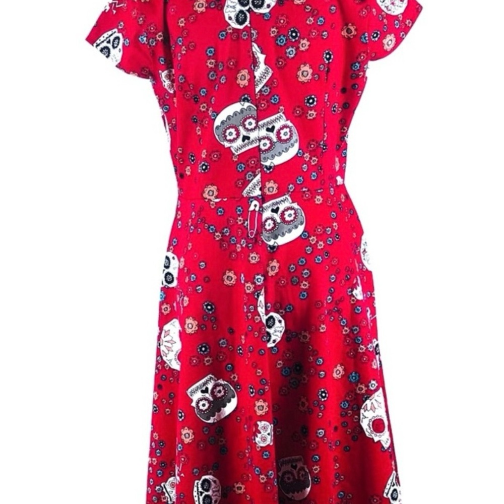 Oten red sugar skull swing dress